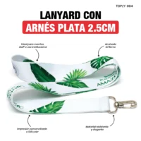 LANYARD ARNÉS METALICO PLATA PREMIUM 2.5CM