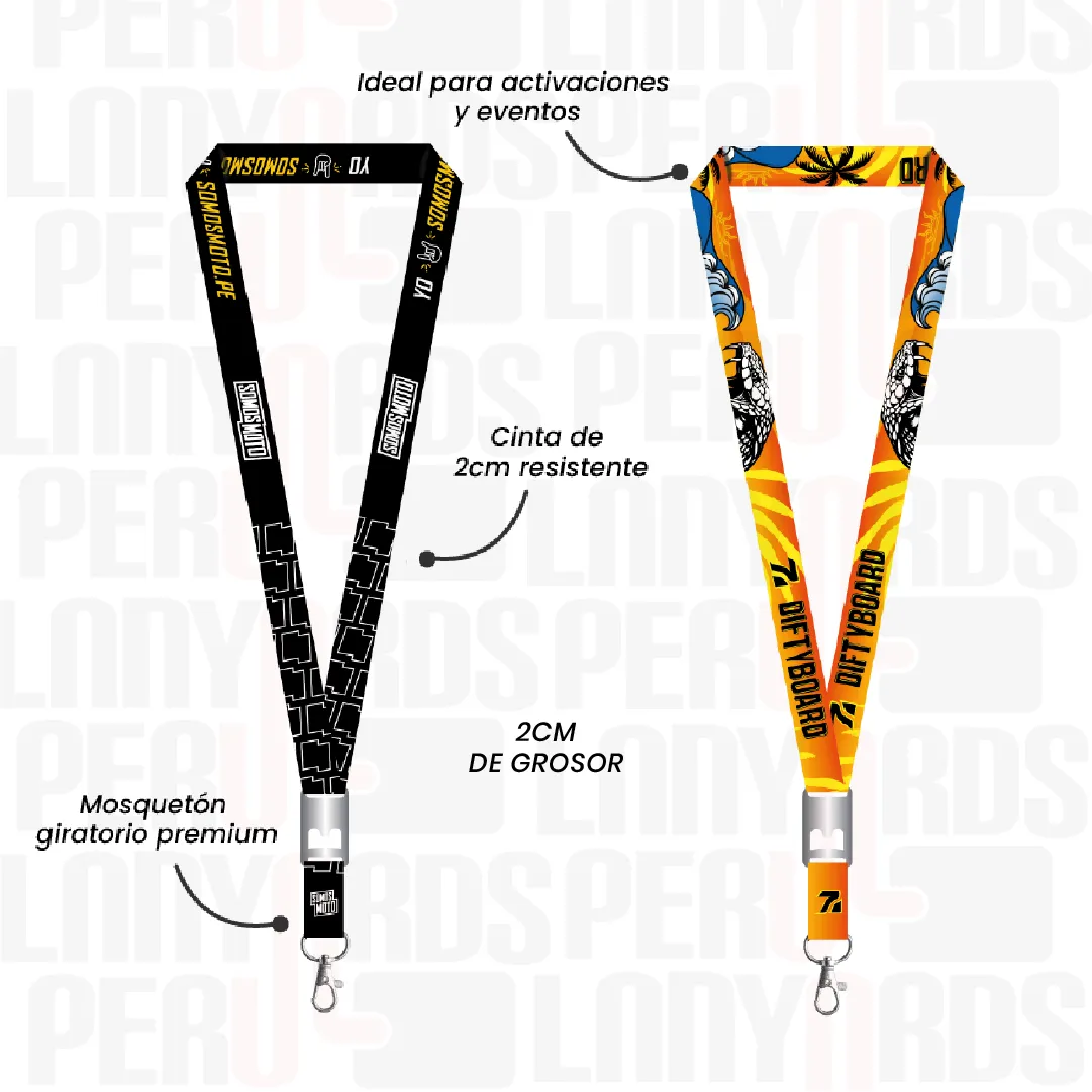 LANYARD CON DESTAPADOR CON MOSQUETON GIRATORIO CON PALANCA 2CM - Imagen 2