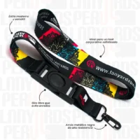 LANYARD CON TIP TOP GIRATORIO Y ARNES NEGRO 2.5CM