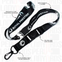 LANYARD CON TIP TOP GIRATORIO Y ARNES NEGRO 2CM