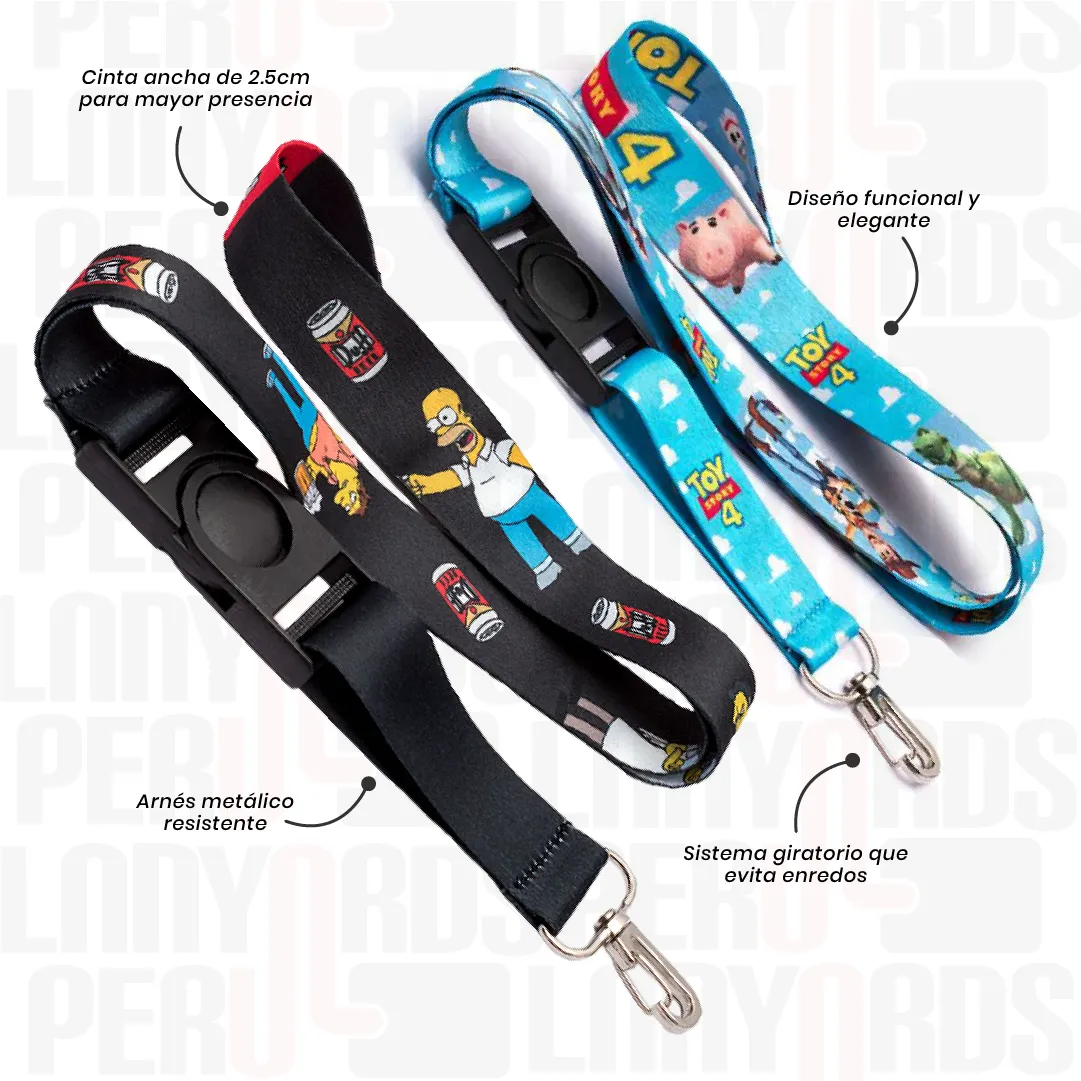 LANYARD CON TIP TOP GIRATORIO Y ARNES PLATA 2.5CM - Imagen 2