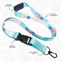 LANYARD CON TIP TOP IMPORTADO CON BREAK WAY Y ARNES NEGRO 2CM