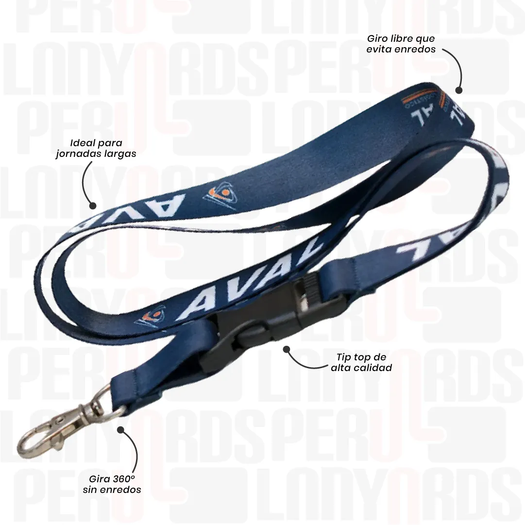 LANYARD CON TIP TOP IMPORTADO Y MOSQSUETON GIRATORIO 2CM