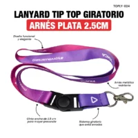 LANYARD TIP TOP GIRATORIO CON ARNÉS METALICO PLATA PREMIUM 2.5 CM
