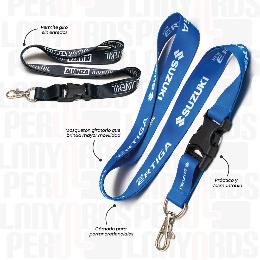 LANYARD TIP TOP NACIONAL MOSQUETON GIRATORIO 2CM - Imagen 3