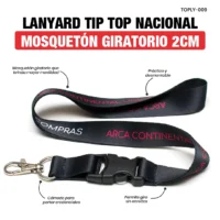 LANYARD TIP TOP PLANO NACIONAL CON MOSQUETON GIRATORIO2.0CM