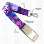 LLAVERO LANYARD CON DESTAPADOR Y ARNES PLATA 2.5CM