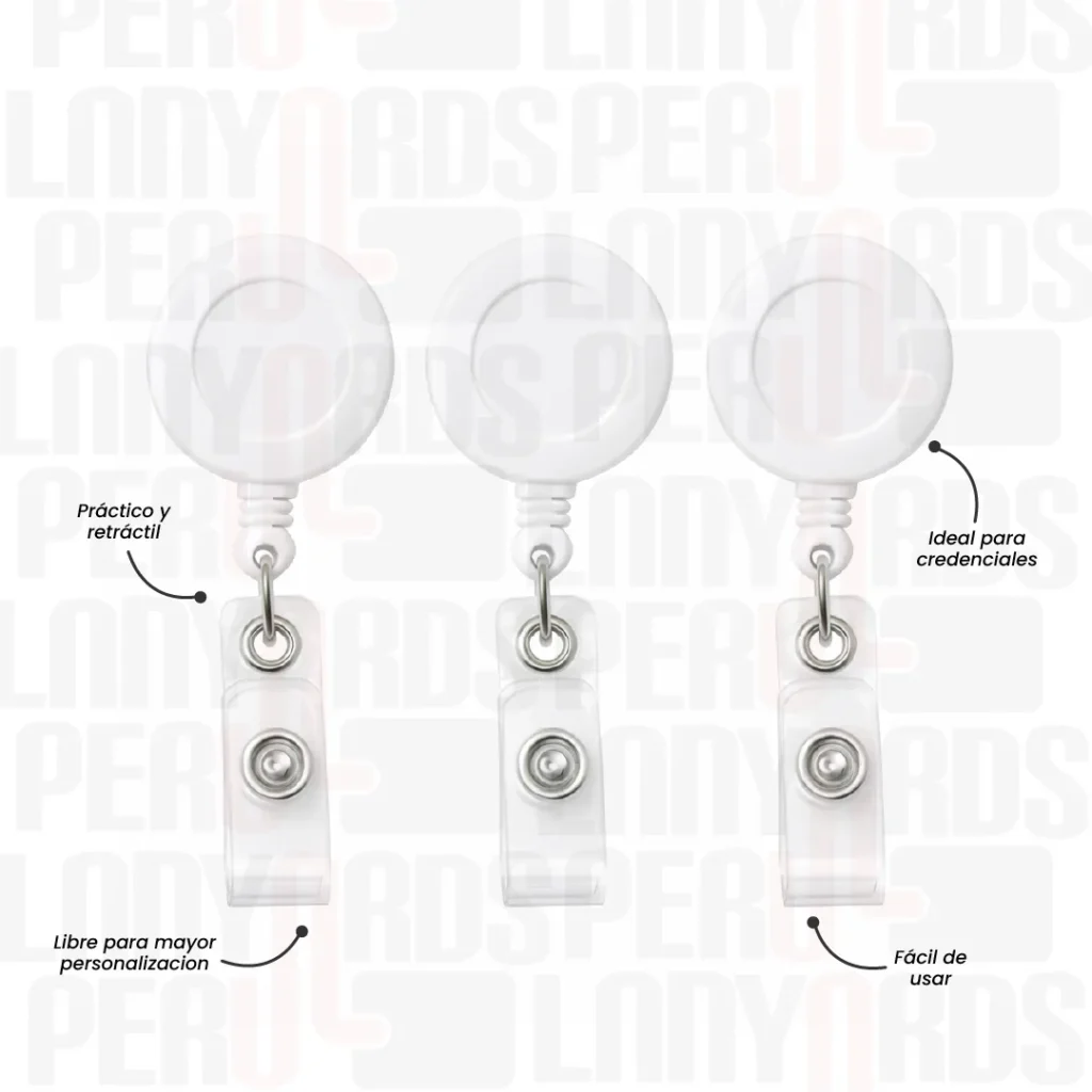 YOYO DE CINTURA CON CINTA PARA FOTOCHECK BLANCO
