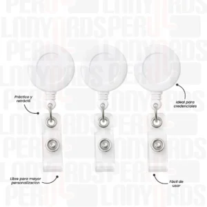YOYO DE CINTURA CON CINTA PARA FOTOCHECK BLANCO