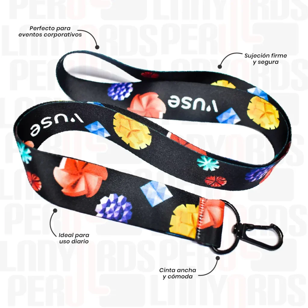 LANYARD CON ARNES NEGRO 2.5CM