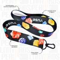 LANYARD CON ARNES NEGRO 2.5CM