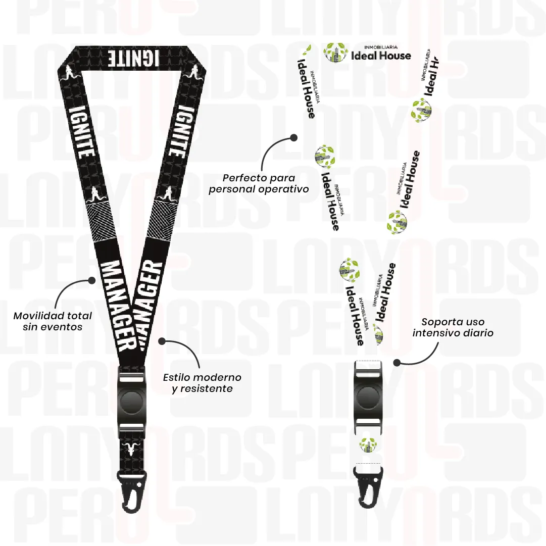 LANYARD CON TIP TOP GIRATORIO Y ARNES TACTICO 2.5CM - Imagen 2