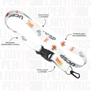LANYARD CON TIP TOP NACIONAL Y ARNES NEGRO 2.5CM