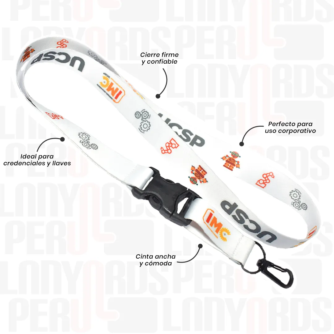 LANYARD CON TIP TOP NACIONAL Y ARNES NEGRO 2.5CM