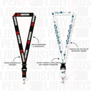LANYARD CON TIP TOP NACIONAL Y ARNES PLATA CON ARGOLLA 2.5CM