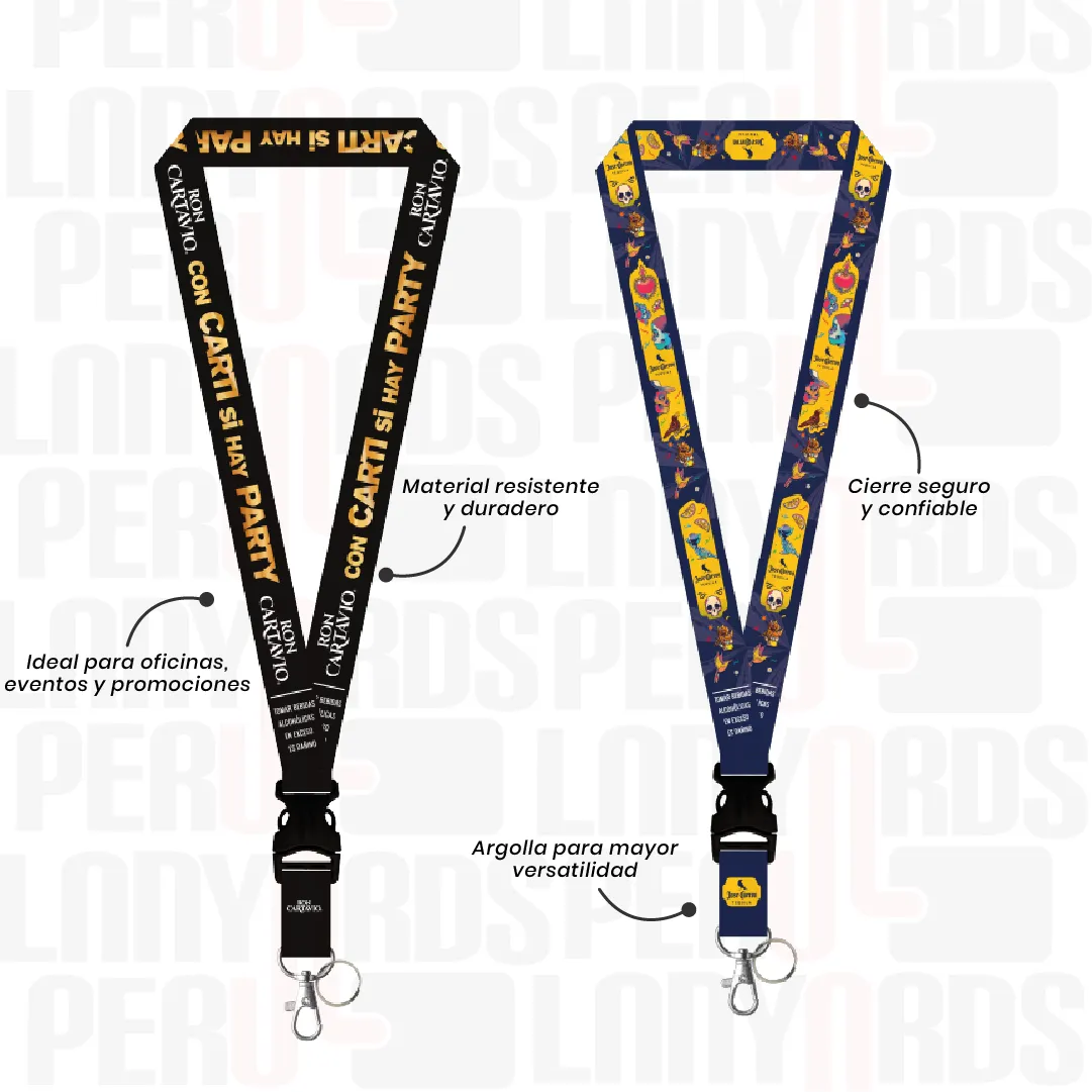 LANYARD CON TIP TOP NACIONAL Y MOSQUETON GIRATORIO CON ARGOLLA 2CM - Imagen 2