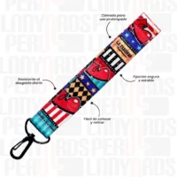LLAVERO LANYARD CON ARNES NEGRO 2CM
