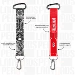 LLAVERO LANYARD CON CARABINERO Y ARNES PLATA 2.5CM