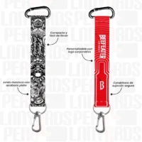 LLAVERO LANYARD CON CARABINERO Y ARNES PLATA 2.5CM