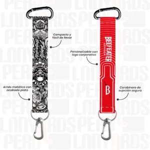 LLAVERO LANYARD CON CARABINERO Y ARNES PLATA 2.5CM