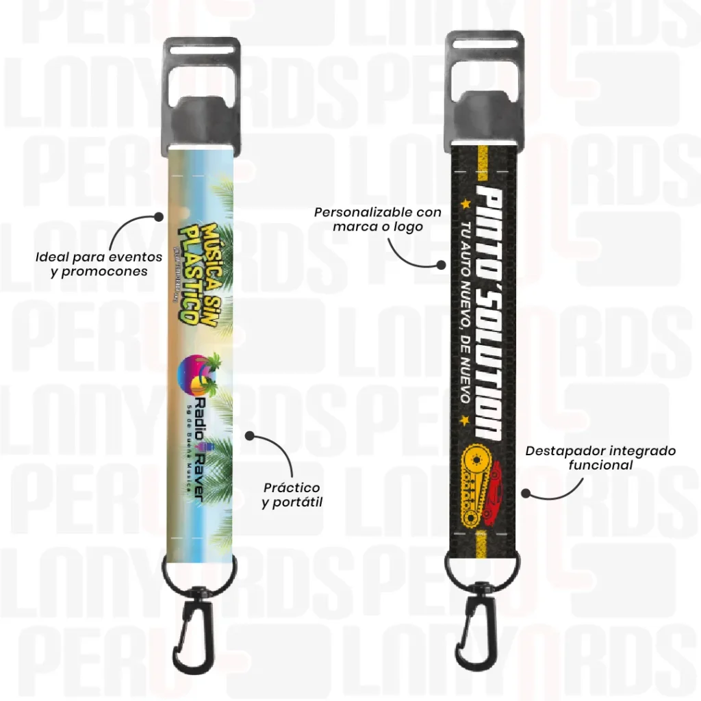 LLAVERO LANYARD CON DESTAPADOR Y ARNES NEGRO 2.5CM