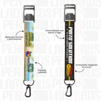 LLAVERO LANYARD CON DESTAPADOR Y ARNES NEGRO 2.5CM