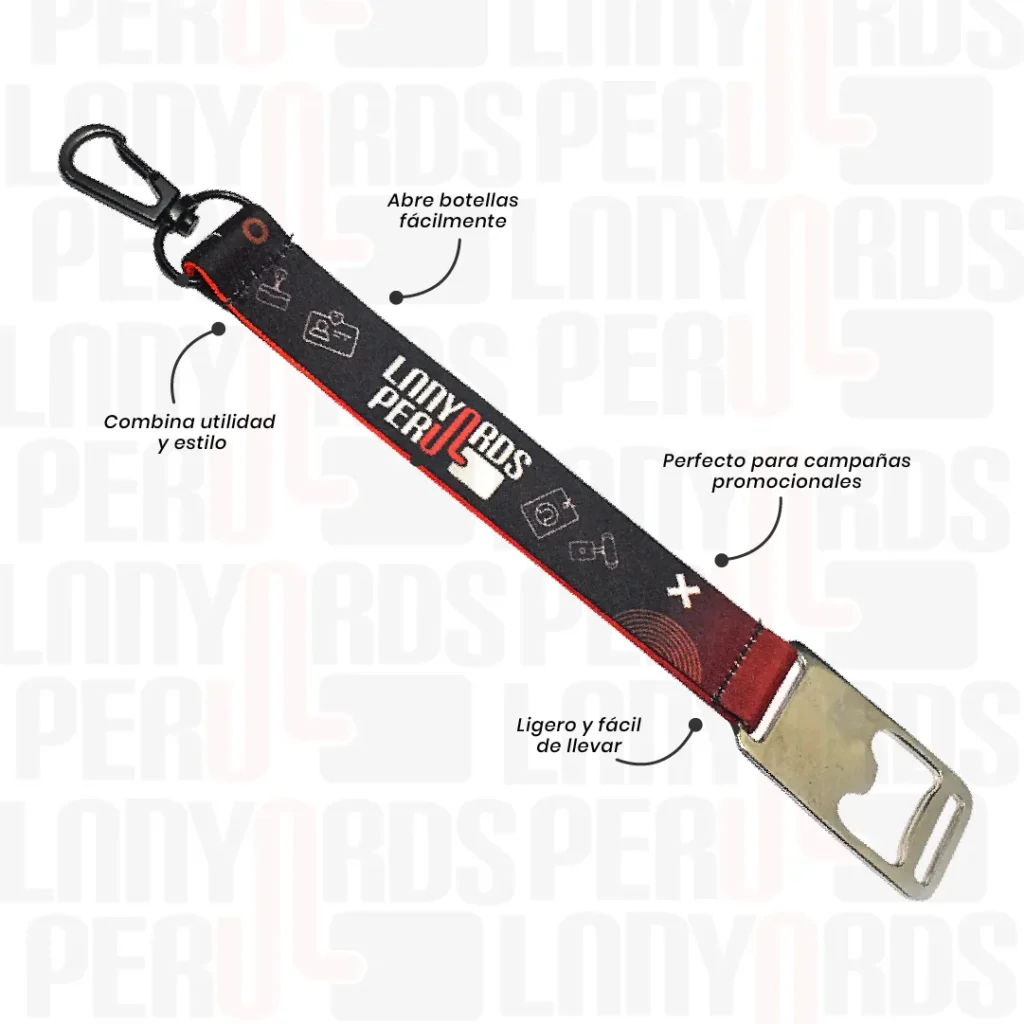 LLAVERO LANYARD CON DESTAPADOR Y ARNES NEGRO 2CM