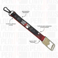 LLAVERO LANYARD CON DESTAPADOR Y ARNES NEGRO 2CM