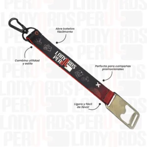 LLAVERO LANYARD CON DESTAPADOR Y ARNES NEGRO 2CM