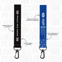 LLAVERO LANYARD CON ARNES NEGRO 2.5CM
