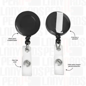 YOYO DE CINTURA CON CINTA PARA FOTOCHECK NEGRO