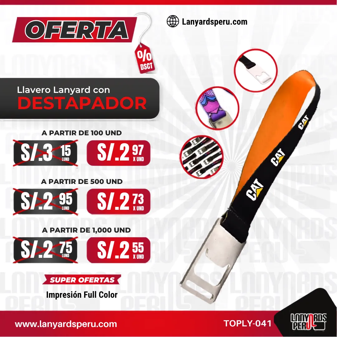 Llavero Lanyard Con Destapador 2Cm personalizado