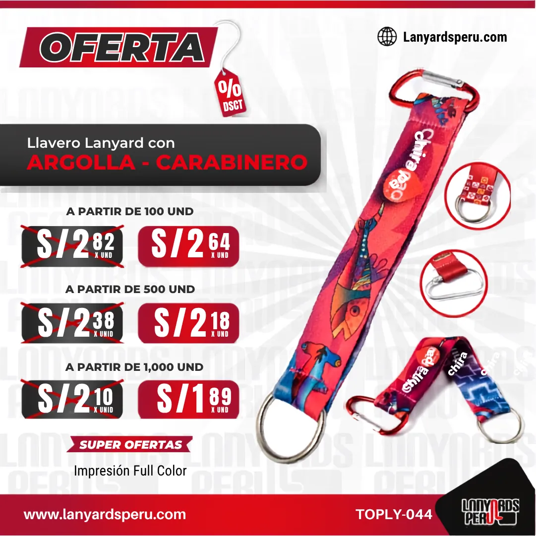 Llavero Lanyard Con Carabinero Y Media Luna 2.5Cm personalizado