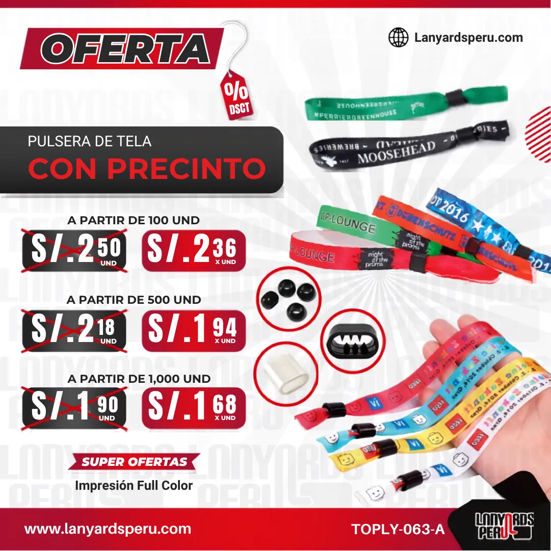 Pulsera De Tela Con Precinto De Seguridad 1.5Cm personalizado