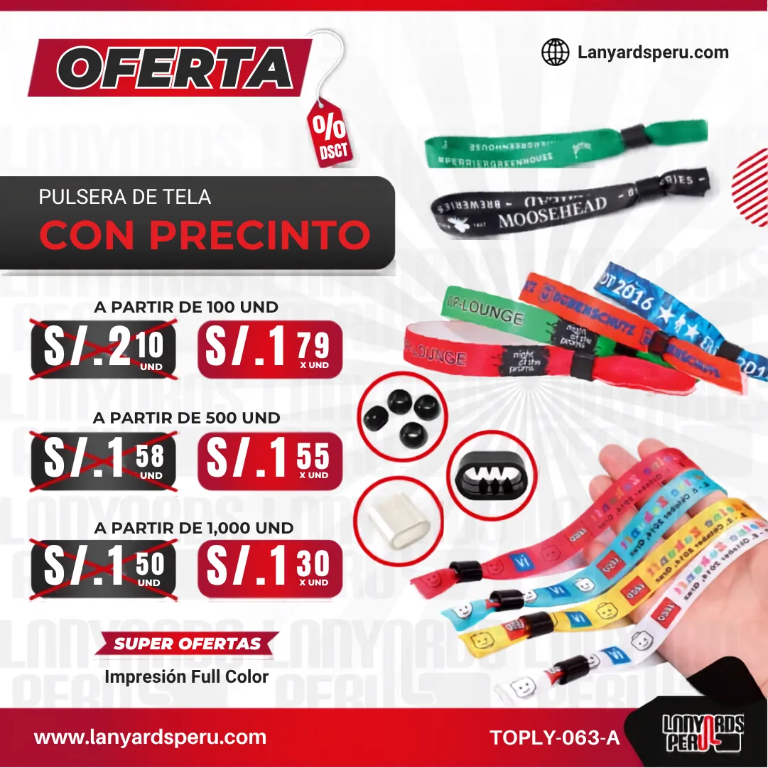 Pulsera De Tela Con Precinto De Seguridad 1.5Cm personalizado